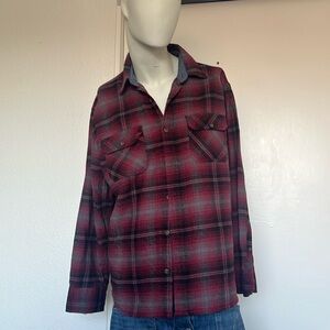 Jach's Mens Heritage Flannel Shirt Red‎ Plaid Heavy Shacket EUC! Sz XL